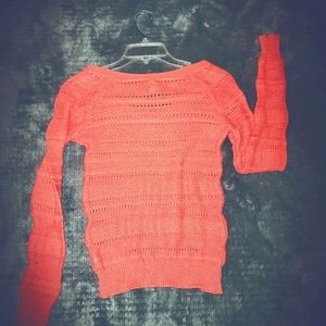 Aeropostale Coral Crocheted Sweater